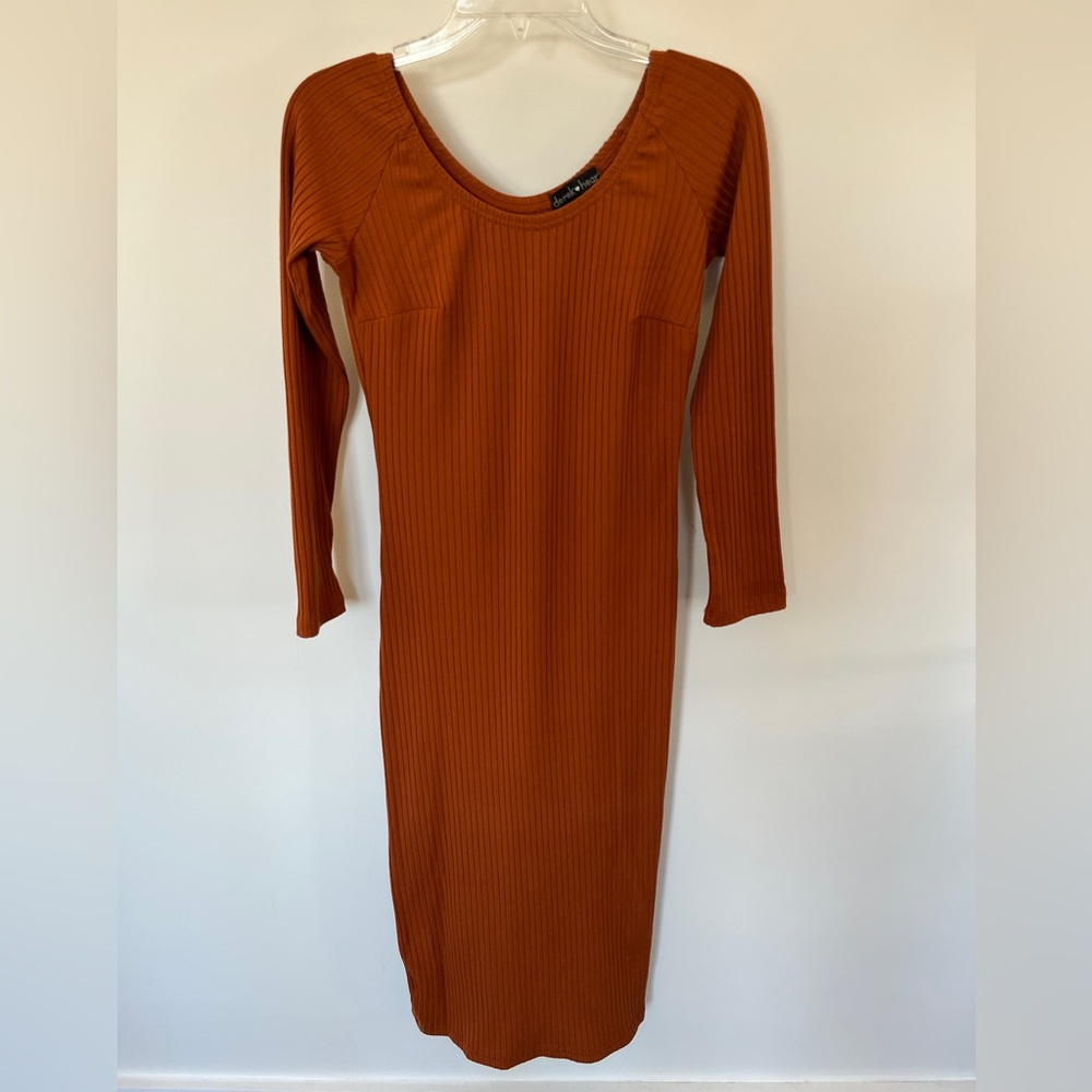 Rust Colored Ribbed Dress
